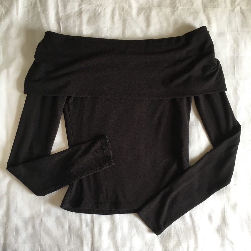Black Off-the-Shoulder Cowl Neck Top